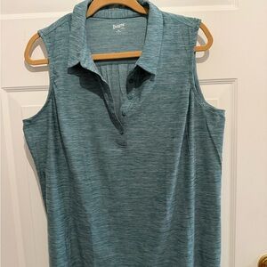 Duluth Trading Armachillo sleeveless polo shirt in teal, size XL